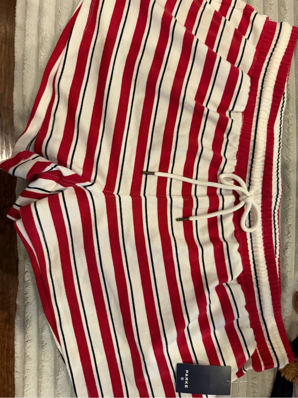 PARKE Target collab womens Red and White Striped Drawstring Shorts